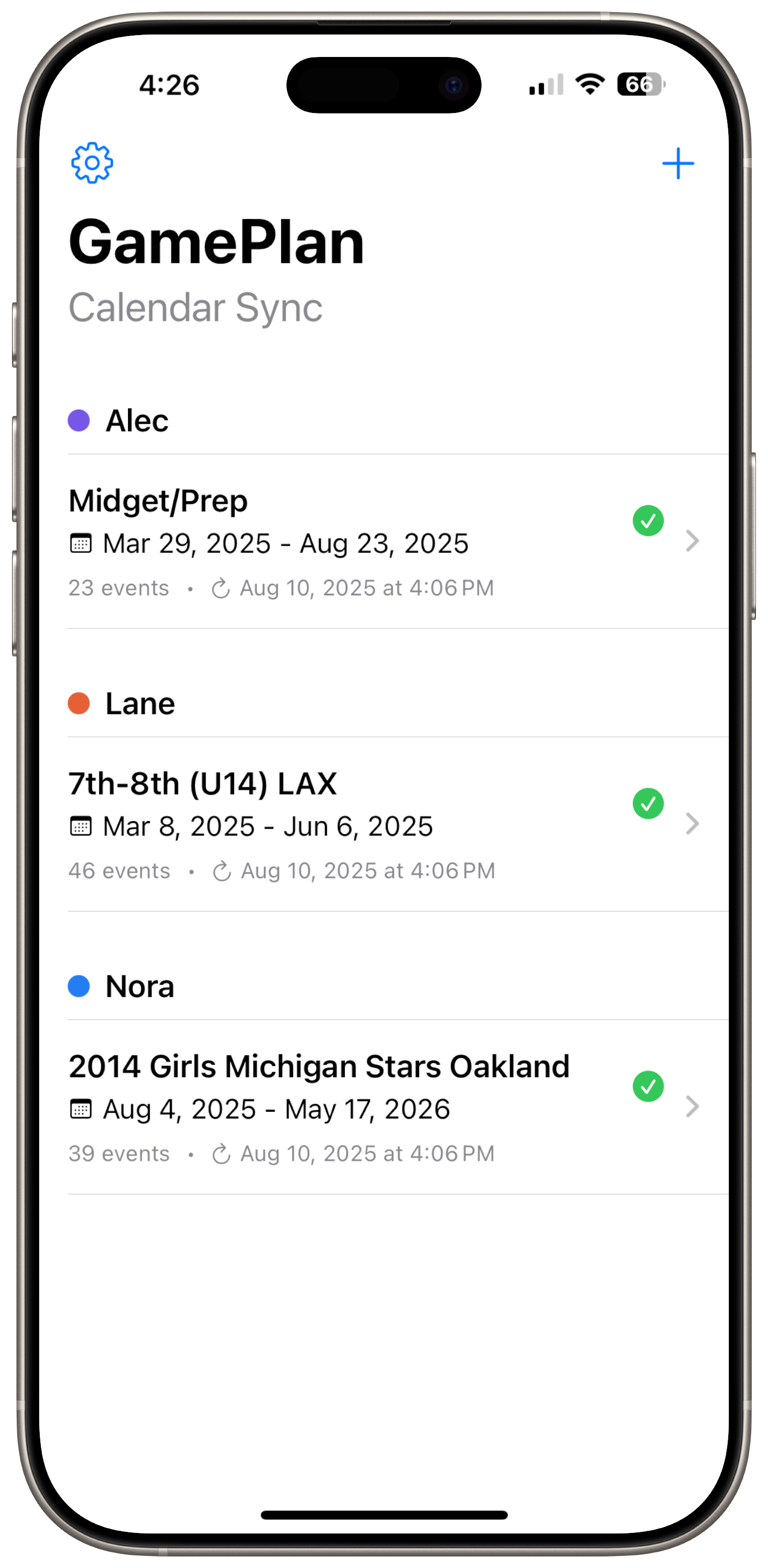 GamePlan dashboard screenshot